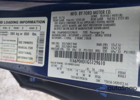 2016 Ford Fusion Se from USA, damaged, VIN 1FA6P0HD1G5129610